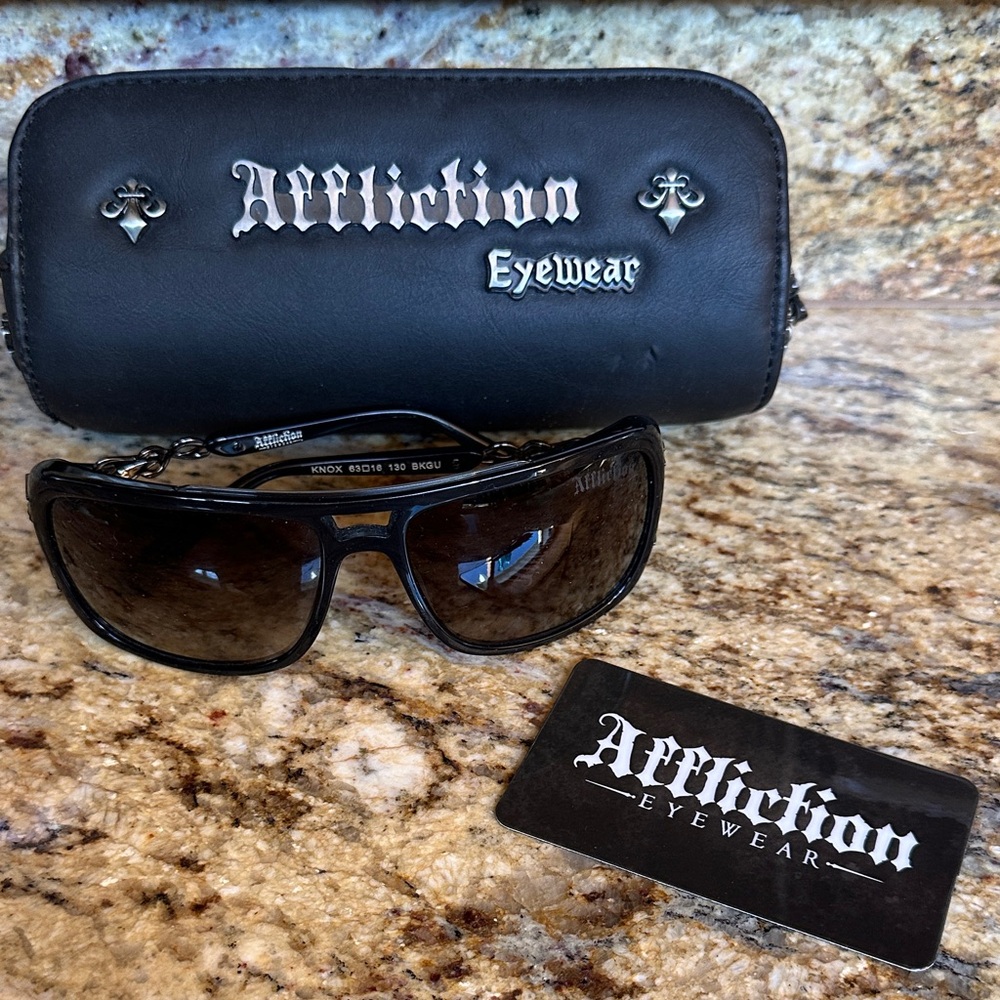Affliction Eyewear KNOX Sunglasses - Black Gunmetal BKGU w/case - Picture 6 of 10